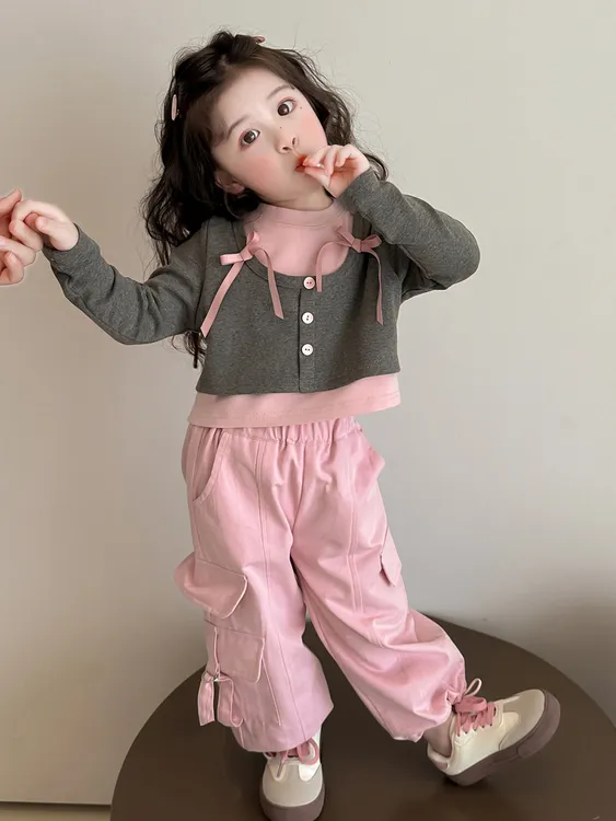 女宝秋季卫衣长袖常规少女风套头时髦休闲宝宝韩版运动女童上衣