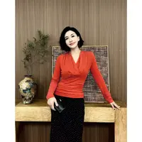 SONG-原创【橙色微光】冬季设计师款保暖满星高级邹纹显瘦上衣