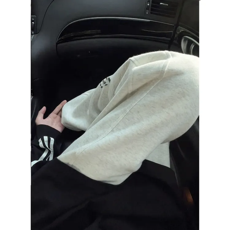 豹纹三条杠弯刀卫裤男款秋季美式复古宽松休闲裤直筒运动长裤子