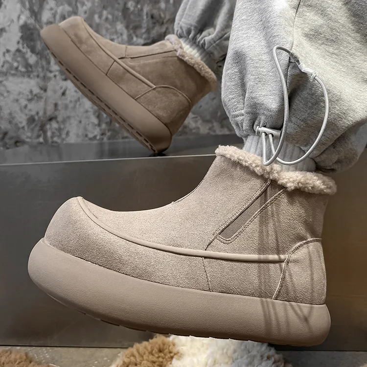 东北加绒雪地靴大土豆保暖加厚高帮棉鞋冬季套脚勃肯大头马丁靴男