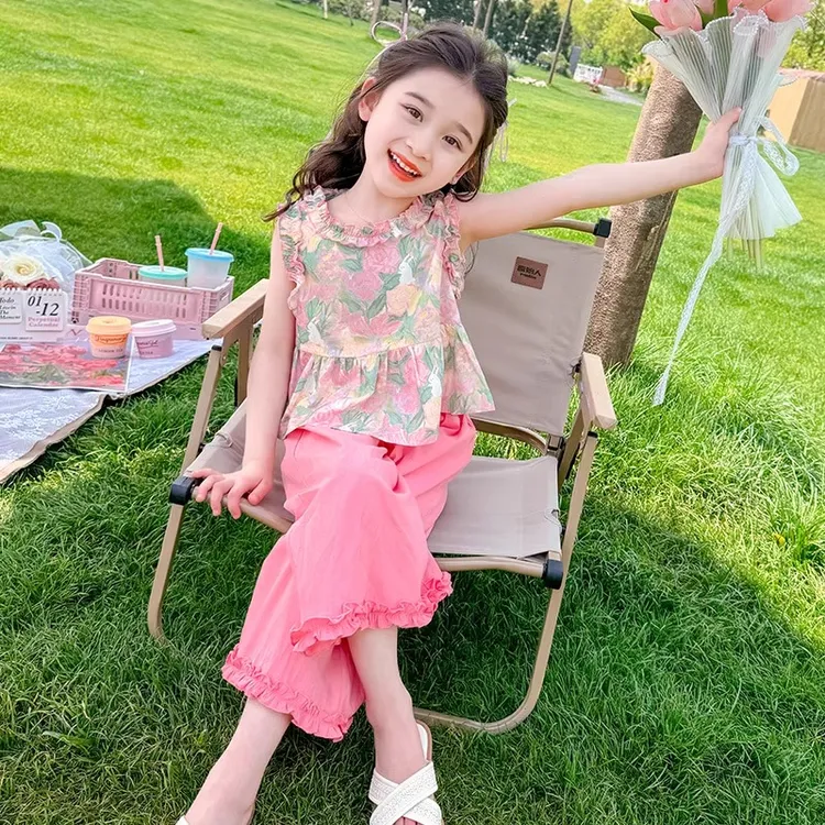 女小童碎花套装夏款2025新款女宝宝洋气时髦夏装小女孩薄款两件套