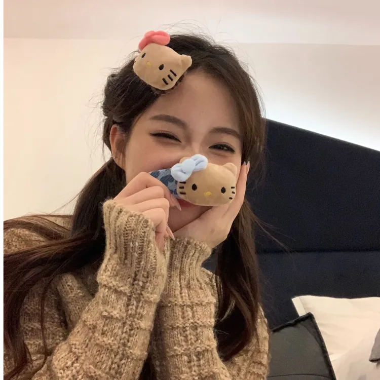 元气满满百搭甜美刘海夹毛绒发饰kt发夹ins风女日韩网红边夹秋冬