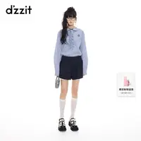 【刘浩存同款】dzzit地素衬衫25秋学院风花边格纹上衣女3J3C4013T