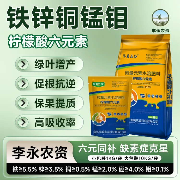 柠檬酸六元素2大包，EDTA螯合铁锌硼锰钼预防缺素症 提升抗逆