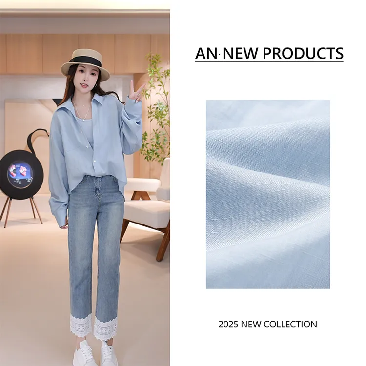 新款气质时尚宽松欧若风显瘦慵懒假两件衬衫