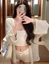 法式镂空针织衣女秋季外搭披肩百搭薄开衫外套针织