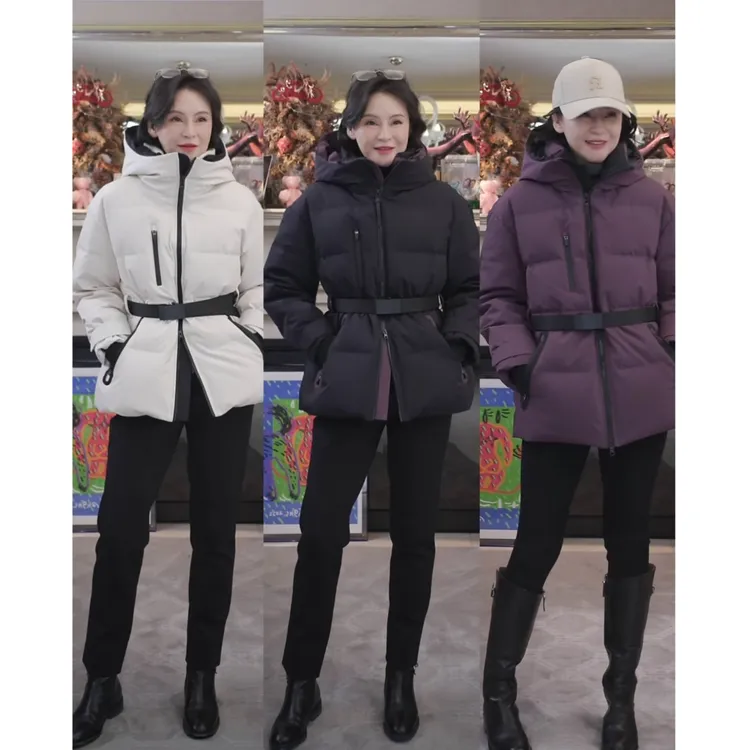 我是摩羯 紫气东来 90白鹅绒泡芙可调节腰带防风防水冬羽绒服