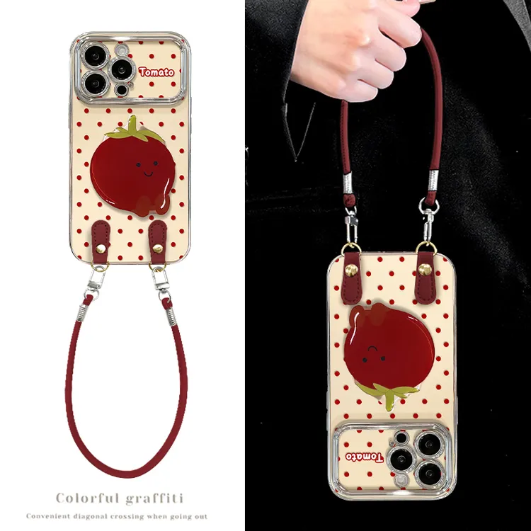 西红柿支架适用苹果17华为vivo/oppo小米iPhone16电镀视窗手机壳