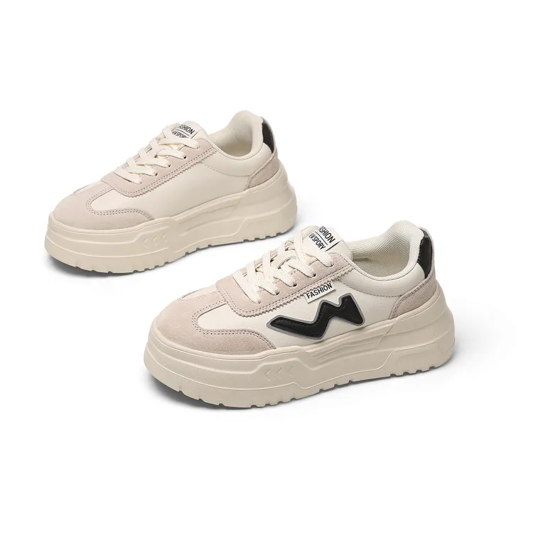 门店49&9！胖丁休闲鞋」ins学院风厚底增高板鞋小白鞋女 C24385