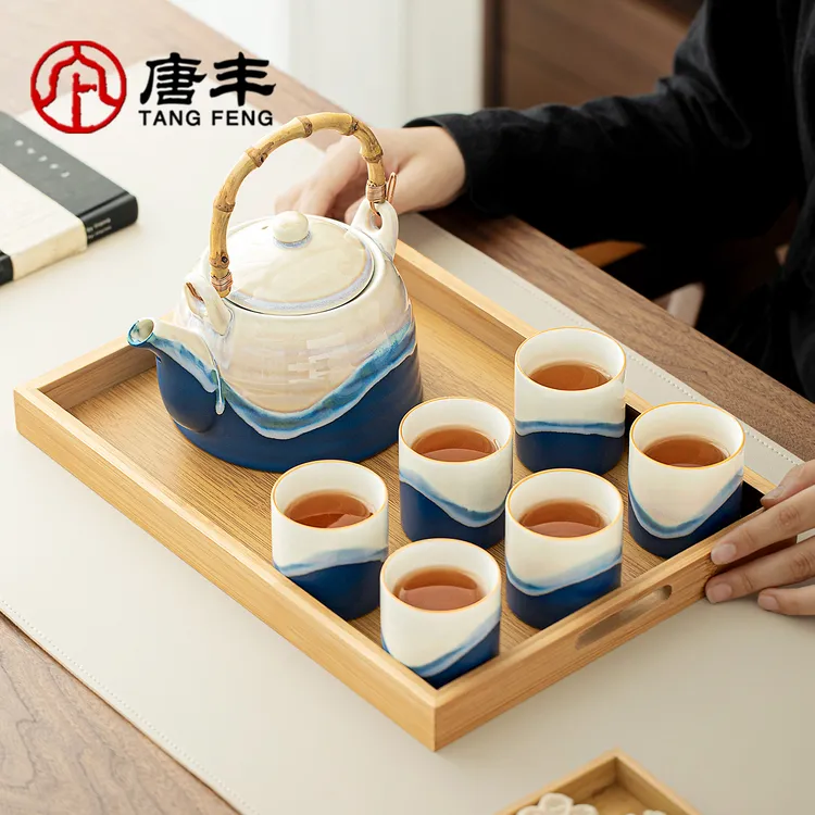 唐丰高颜值陶瓷茶具套装家用办公会客喝茶具茶托盘一整套提梁茶壶