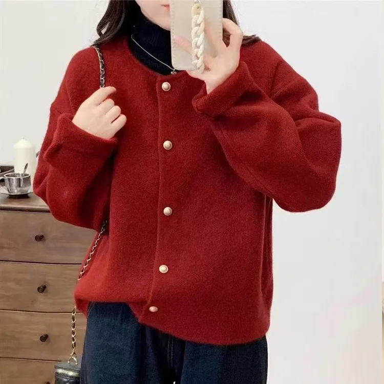 3681气质百搭毛衣针织开衫女新款外搭洋气小个子上衣针织纯色