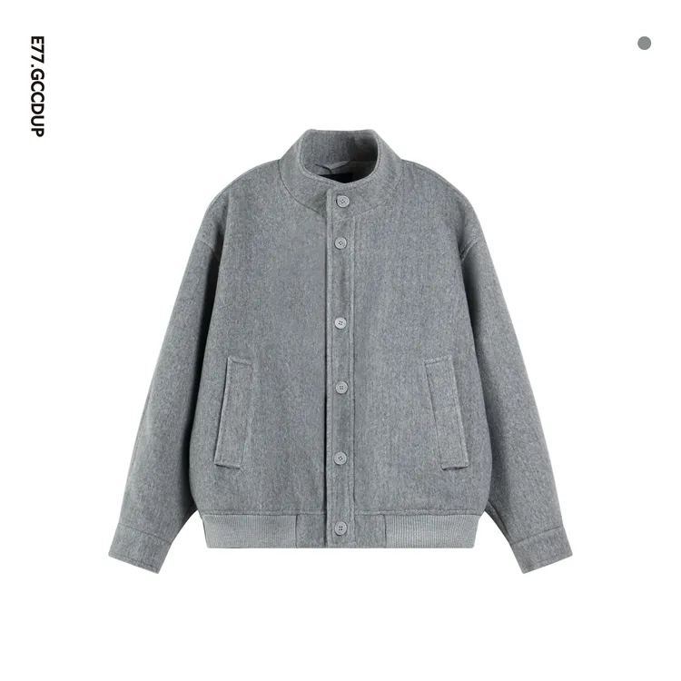 GCCDUPE77『屿见』流光风环保工艺毛呢莫代尔羊毛混纺立领夹克外套