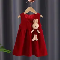 【米果妈】女童2025冬季新款加绒卡通连衣裙B4032