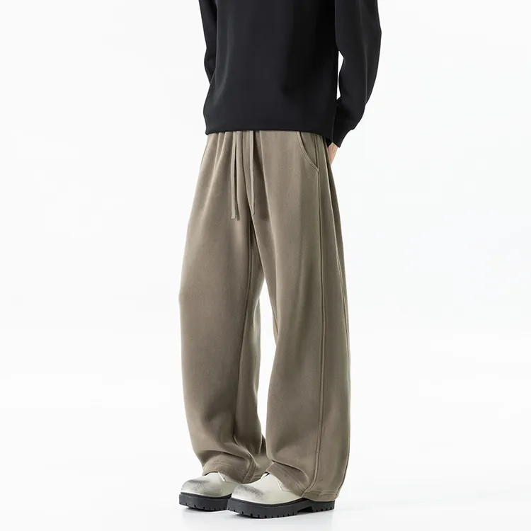 重磅双面奥粒绒裤子男款2025新款冬季加厚保暖卫裤宽松直筒休闲裤