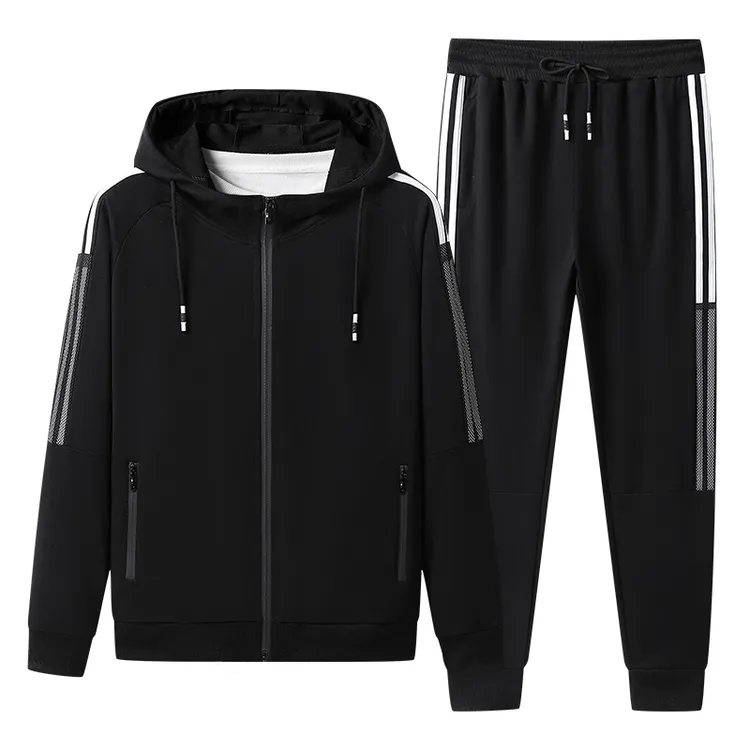 2023春季新款运动套装男士休闲两件套三条杠品牌套装