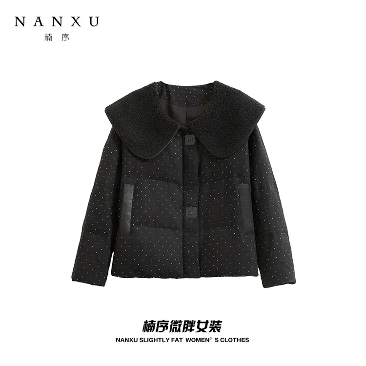 楠序源子微胖女装 时尚气质宽松显瘦翻领保暖羽绒服YZ33326