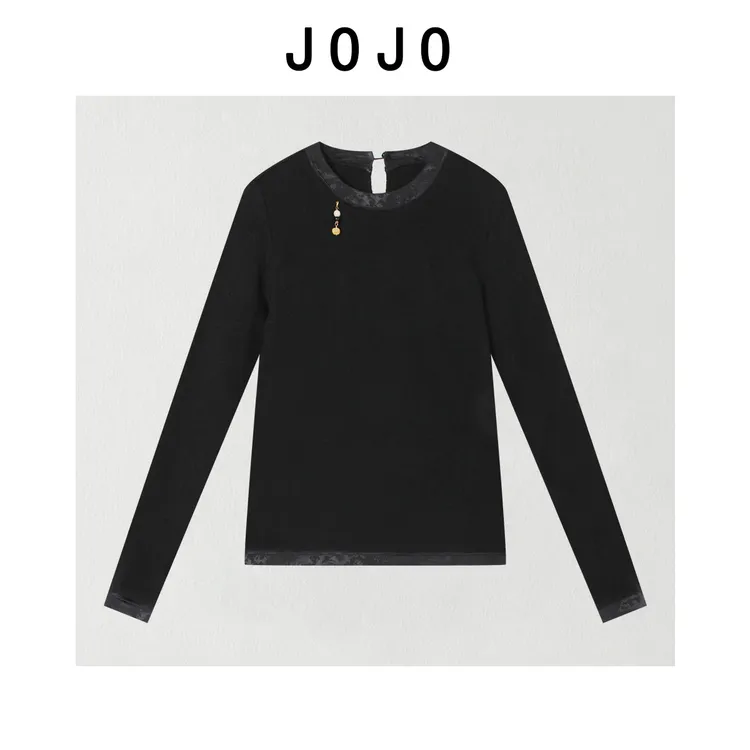 玖了个玖 2025冬款 年货定制新中式双层圆领肌理感T恤 2512C9334