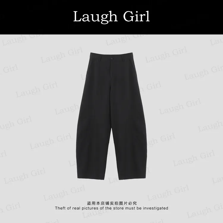 楚楚君Laugh girl【简约百搭】高腰显瘦垂感宽松裤子KL53285J
