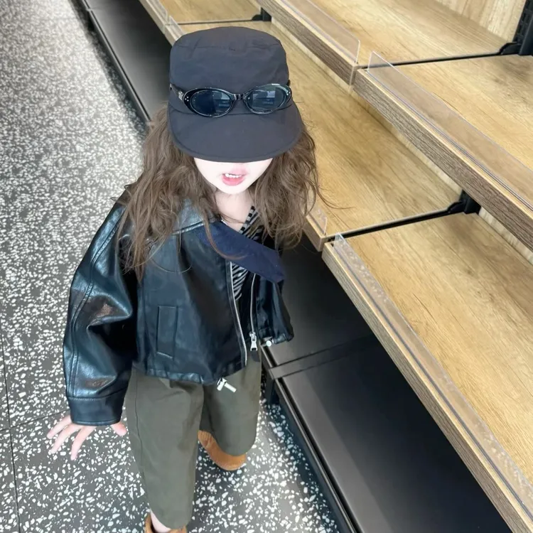 女童外套秋装2025新款儿童韩版洋气百搭夹克衫宝宝防风保暖皮衣潮