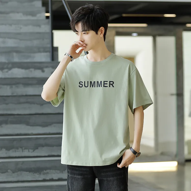 青少年短袖T恤字母休闲时尚潮牌圆领日常学生宽松夏季半袖ins上衣