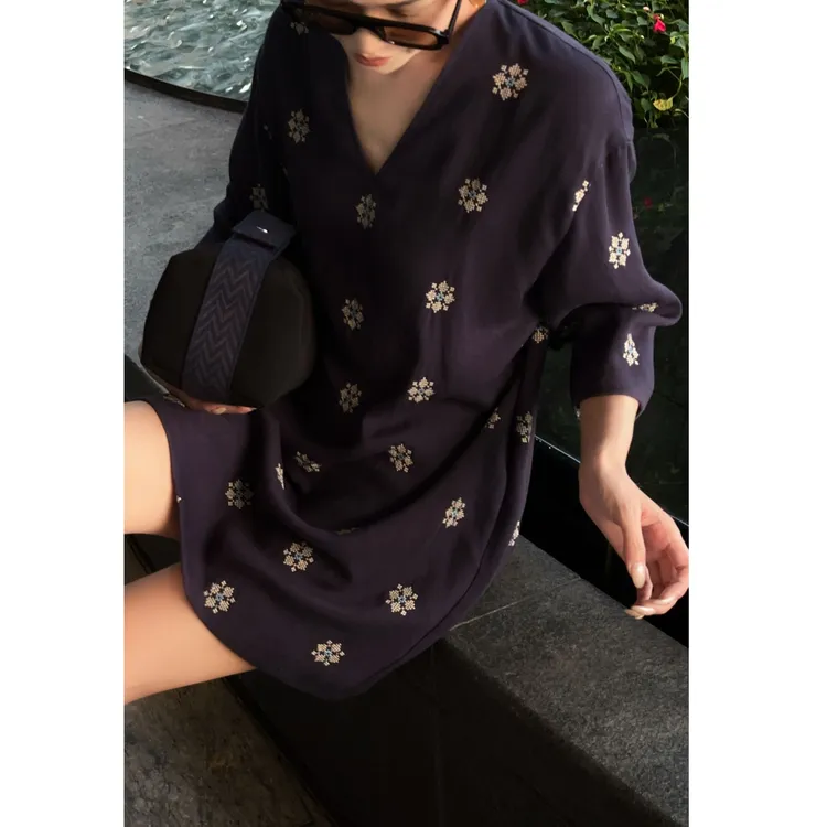 紫紫  潮汐麻裙  匠人系列中古松弛连衣裙ZD05LZYL436