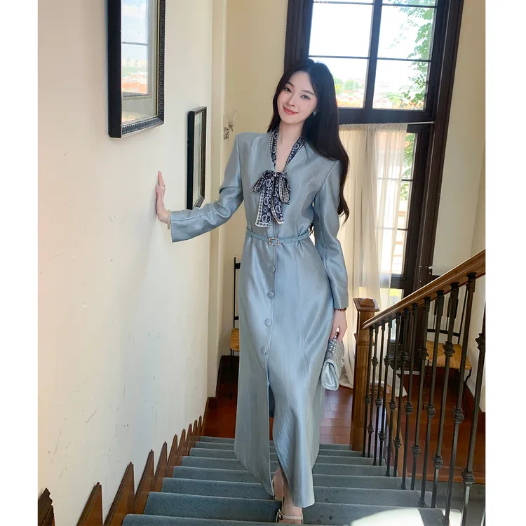 GERTCOREL2025新款春秋季法式减龄长裙今年流行爆款连衣裙风衣女