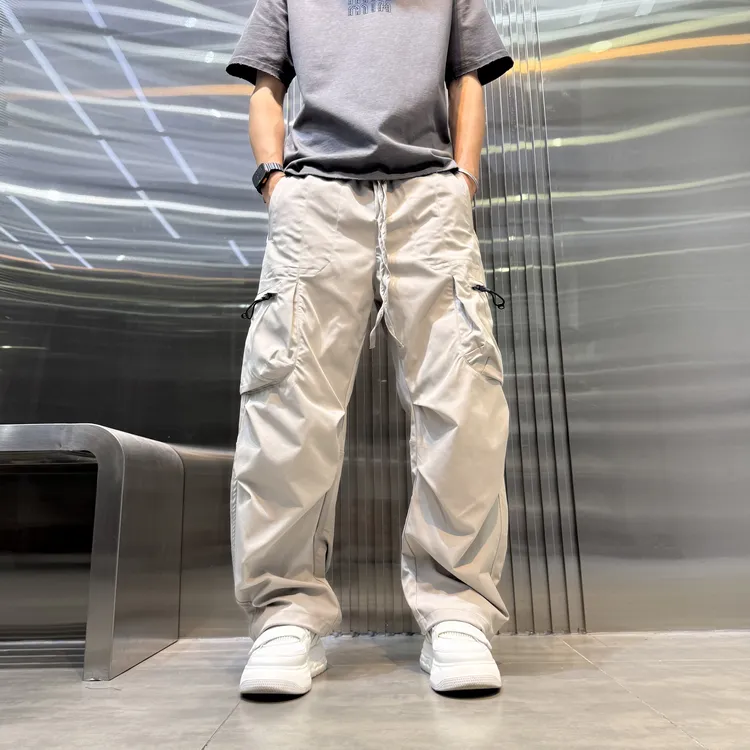 宽松型秋季潮裤子男士休闲裤速干工装裤宽松复古美式潮流百搭长裤
