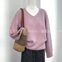 飞飞家~极简风穿搭！！韩单原版~气质优雅型#针织衫Y9060粉