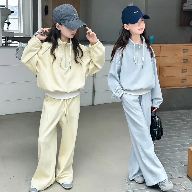 女童春秋新款运动套休闲韩版6-12岁中大童时尚洋气阔腿裤两件套