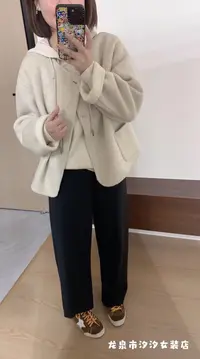 【汐汐女装二店】小个子定制秋季百搭短款长袖AB双面无领大衣 67153