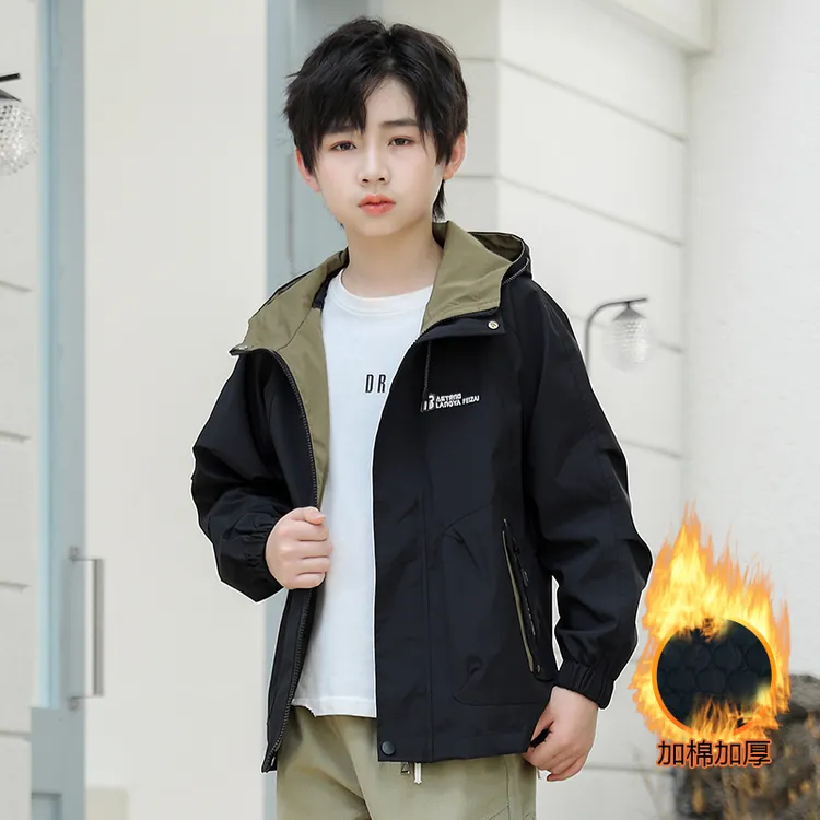 男童秋冬季冲锋衣爆款儿童加棉加厚外套中大童宽松休闲百搭上衣