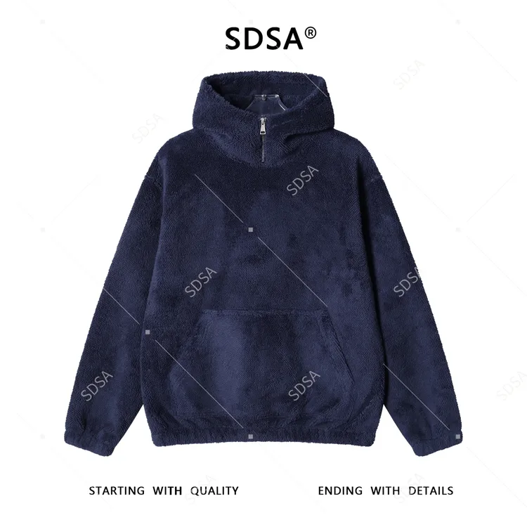 SDSA男士秋冬新款痞帅男装韩版纯色拉链立领连帽卫衣百搭套头上衣