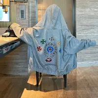 5465#深圳BOHAN秀秀家2025早秋新款灰色克标连帽外套