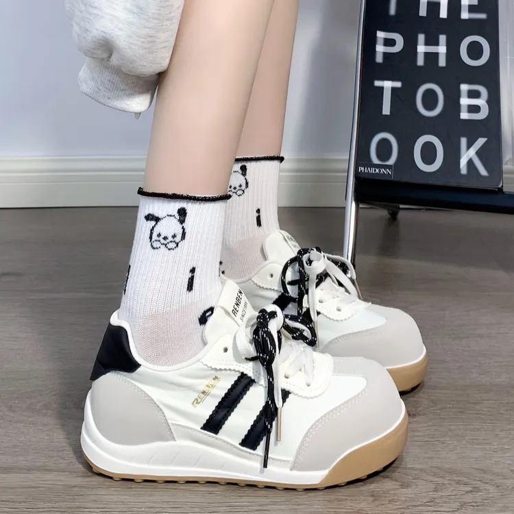 人本包头鞋女复古德训鞋子女2025爆款少女心面包鞋休闲韩版板鞋女