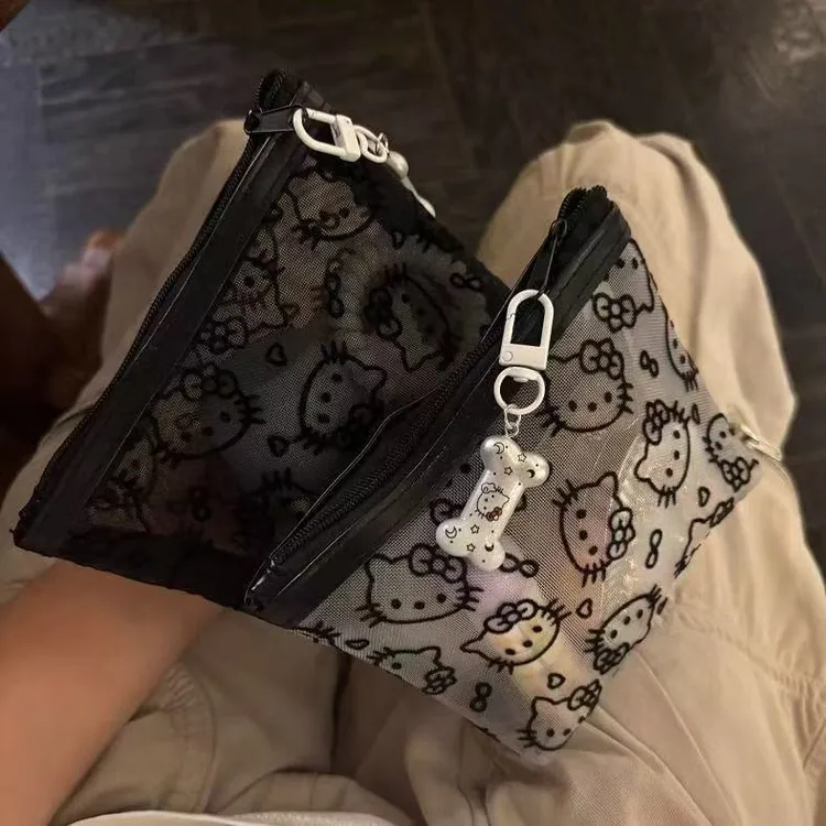 【拍一发二】透明网纱kt补妆包便携外出收纳旅行实用零钱包耳机包