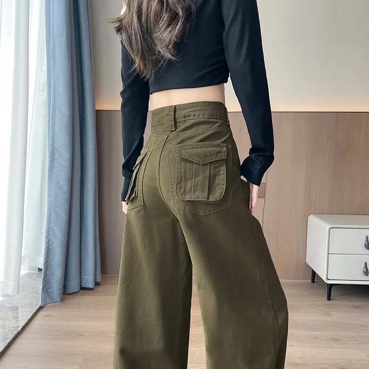 工装弯刀裤阔腿牛仔裤女2025年帅酷辣妹街头风宽松哈伦裤香蕉裤