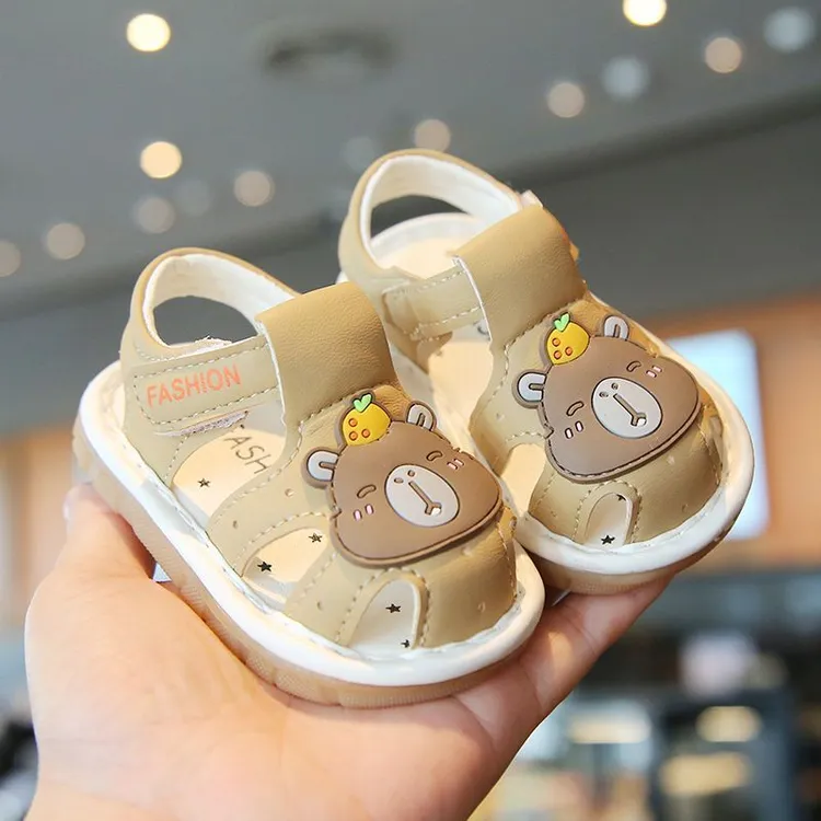 夏季宝宝学步鞋透气婴儿凉鞋软底防滑婴幼儿男女童魔术贴卡通凉鞋