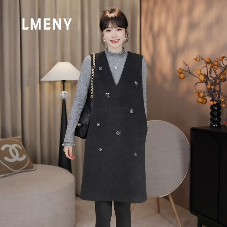 LMENY“珠花背心裙”优雅日记~小香风V领气质款羊毛背心裙25DQ002