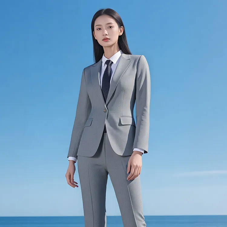 职业装气质女神范正装套装女士西装律师高端灰色新闻主持人9911