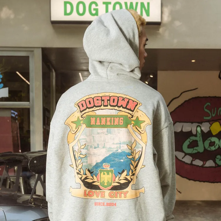DOGTOWN 25FW南京地标系列南京刺绣天文台LOGO复古套头卫衣帽衫