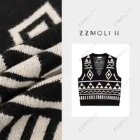 ZZMOLI 2.0版 暖炉菱格慵懒宽松马甲女款复古针织背心ZBY78119