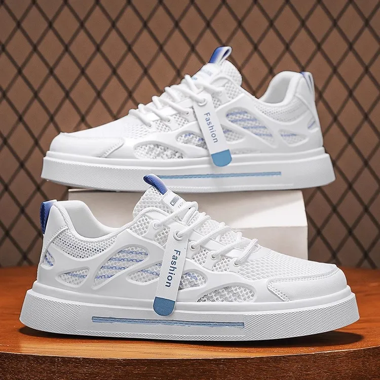 男鞋2025新款夏季网面透气百搭休闲低帮板鞋青少年运动增高小白鞋