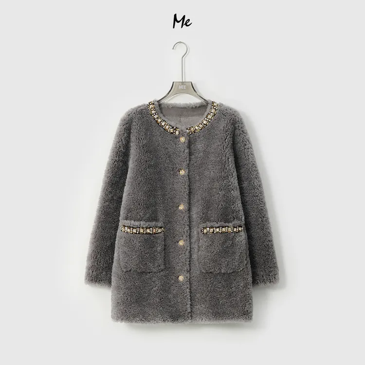 ME【泰迪皮草系列闪耀之夜】100绵羊毛千金一手长毛毛外套MESA4109