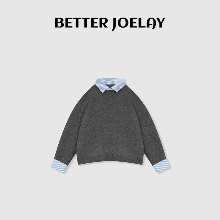 BETTER JOELAY-【雾感衬领】时尚套头毛针织衫个性慵懒Z0951