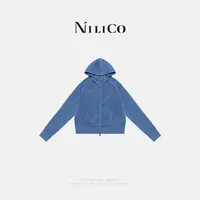 NILICO【满分松弛】绵羊毛修身显瘦极简连帽卫衣外套