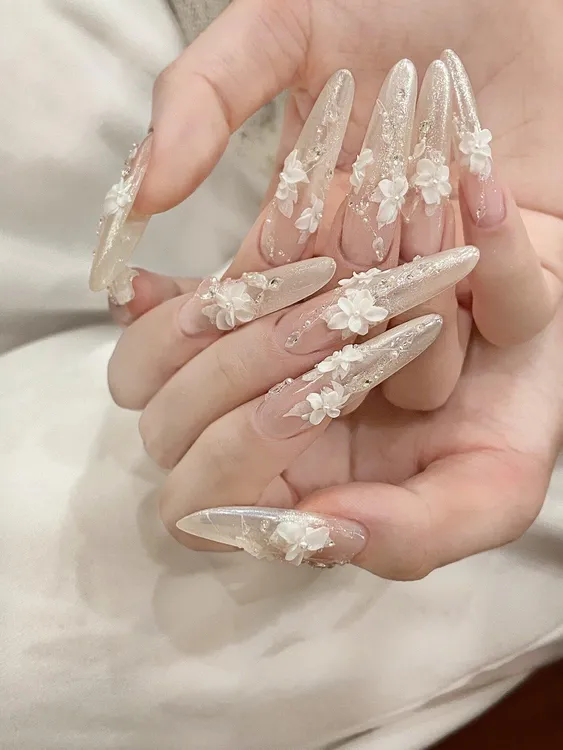 指尖生花3穿戴甲转场中长款层次雕花高级轻奢美甲指甲贴片成品