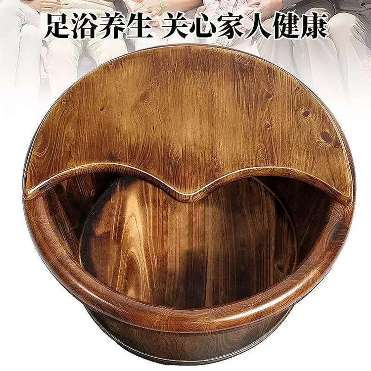 30香柏木实木泡脚桶加厚加盖保温洗脚盆洗脚桶儿童足浴盆店用家用