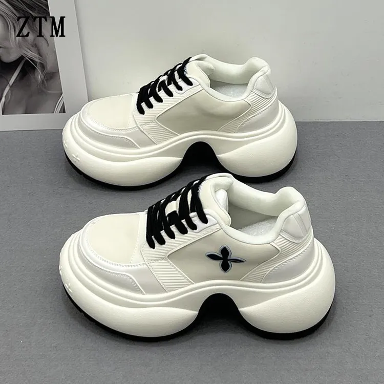 厚底增高小白鞋潮鞋女款2025秋季新款百搭真皮透气运动休闲老爹鞋