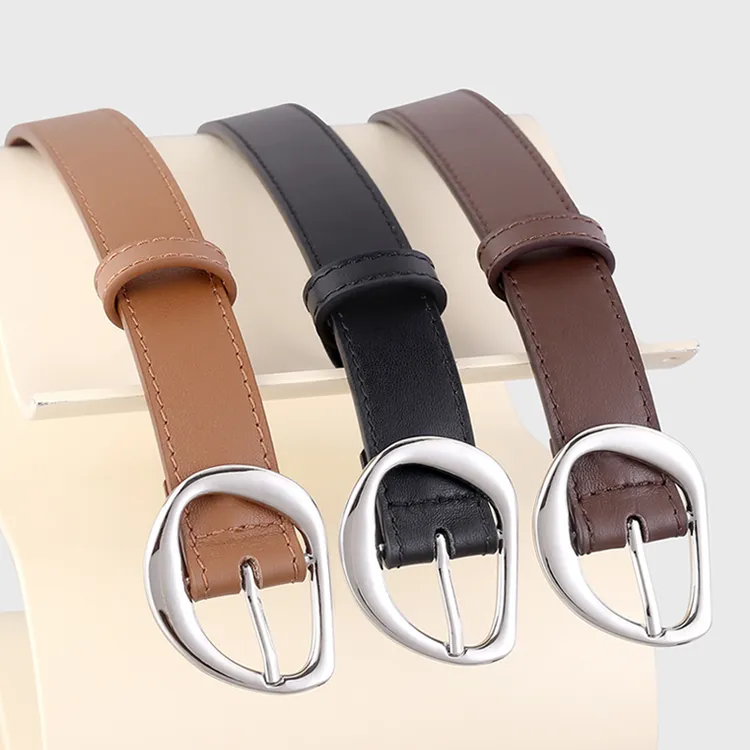 女士百搭不规则针扣真皮腰带装饰时尚皮带