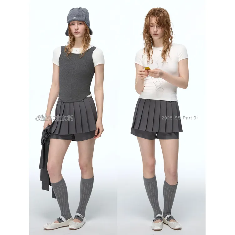 ChicChick时髦小鸡新品 万用内搭 高棉花边logo 白色正肩短袖T恤